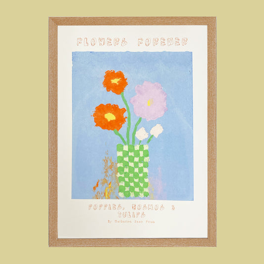 Gicleé Print - Poppies, Cosmos & Tulips