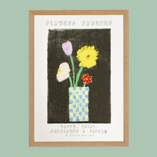 Gicleé Print - Poppy, Tulip, Sunflower & Zinnia