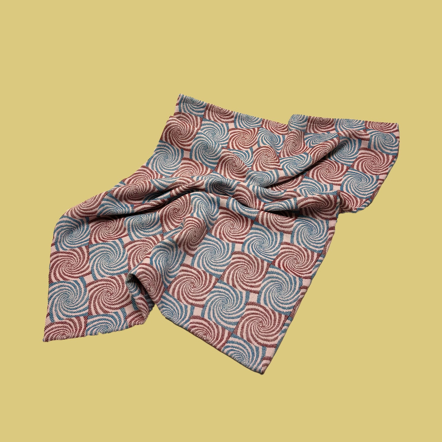 blue, red and pink cotton dish towel / tea towel with geometric border pattern, made in portugal, designed in sweden